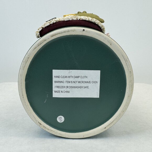 Happy Holidays Santa Claus Stoneware Cookie Jar with Lid Canister Crock 7.25 in - Picture 10 of 13